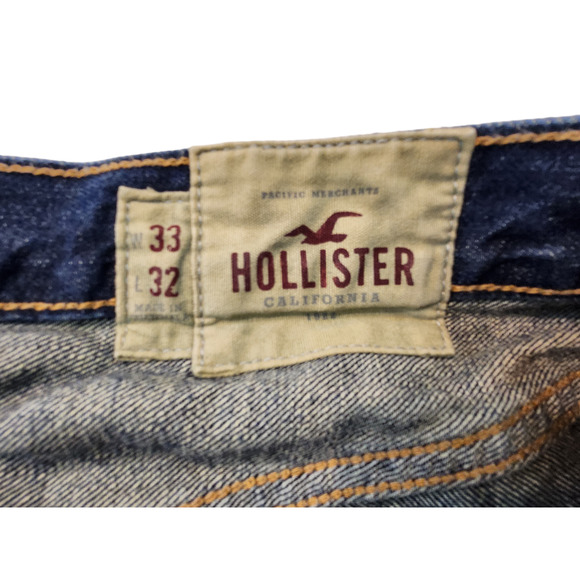 Hollister Mens 33 x 32 Balboa Classic Straight Button-Fly Dark Wash‎ Denim Jeans - Picture 5 of 7